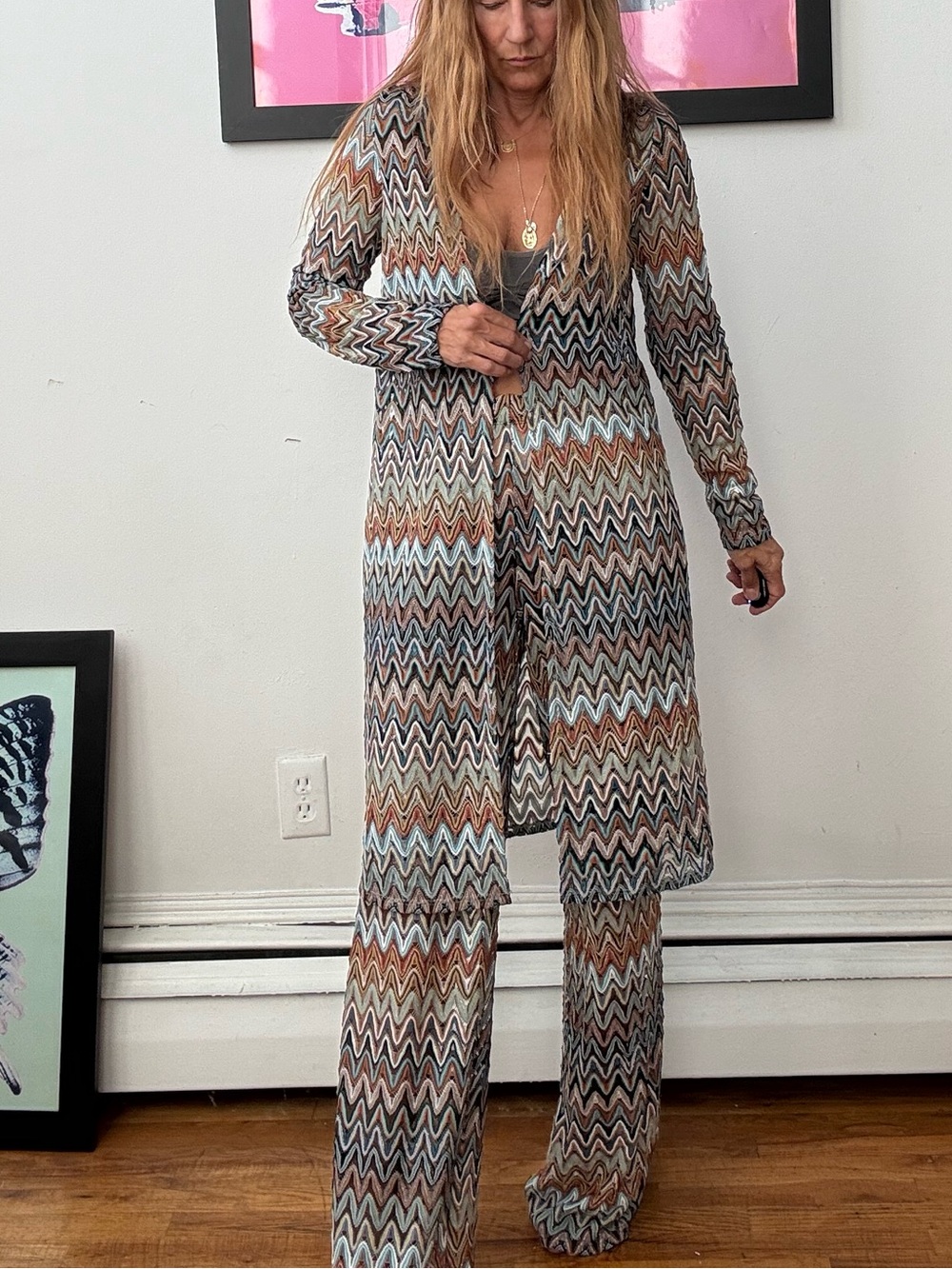 Missoni like Chevron Knit Two-Piece Set - Multicolor